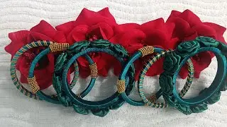 Beautiful Silk Thread Bangles Set With Floral, Gotta Patti & Ball Chain Design #handmade #diy #art 