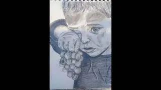 Innocent Child Crying with Grapes | Heart Touching Realistic Pencil Sketch 😭✏️