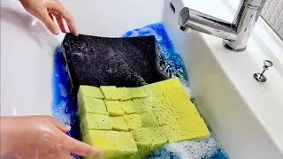 【ASMR】Large grid block sponge and Black large soft block sponge