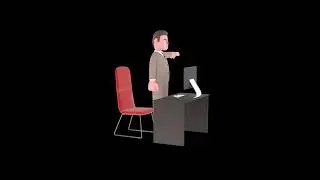 3D Cartoon Lawyer Character Turntable | Angry Attorney Giving Orders Behind Desk