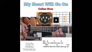 My Heart Will Go On - Celine Dion guitar chords w/ lyrics & plucking tutorial