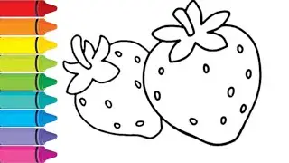 cute strawberry Drawing, Painting & Coloring For Kids and Toddlers_ Child Art 🍓🍓