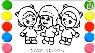 Cute Pocoyo Twins with Pato | Drawing, Painting & Coloring For Kids and Toddlers_ Kids Art