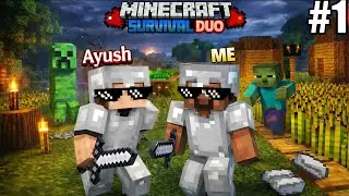 Minecraft PE Duo Survival Series in Hindi 1.21 || We Made Iron Armour and Build Survival Base 
