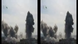 Syrian Air Force Mi 17 Drops a Load of Barrel Bombs