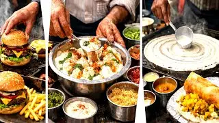 One Stall, Many Fast Foods 😋 Mouth Watering Dosa Pav Bhaji Burger Dahi Bhalla Making
