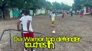 Jahshii playing football in Grants Pen, Dia Warrior step up as defender also Don Pree.