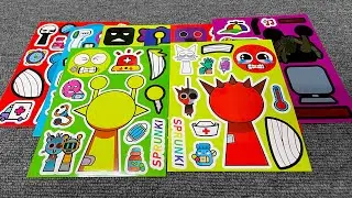 SPRUNKI SINNER SICK STICKER BOOK MAKEOVER ✨ SATISFYING STICKER ASMR WITH RED, PINK, WENDA, GRAY