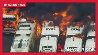 Large fire at a Philadelphia city bus facility
