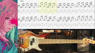 backingtrack Yoasobi - Yoru Ni Kakeru bass tabs (no vocal no guitar)