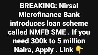 Nirsal microfinance bank loan