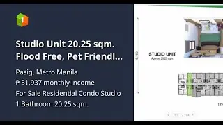 Studio Unit 20.25 sqm. Flood Free, Pet Friendly, Residential Condo FOR SALE