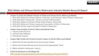 Electric Motorcycle Industry Global and Chinese Market Trends, Growth, Forecast to 2021