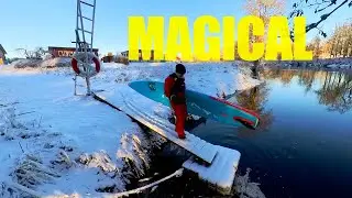 Take a relaxing river paddle with me. Winter & Snow SUP Paddle Boarding in minus degrees.