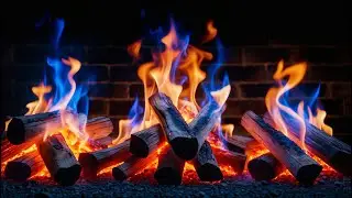 Relaxing Heat & Silent Comfort – 12H Blue Flame Fireplace with Stacked Logs and Glowing Ember Base