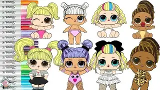 LOL Surprise Dolls Coloring Book Pages POP Club 80s BB Oops Baby Daring Diva Fierce & LIL Sisters