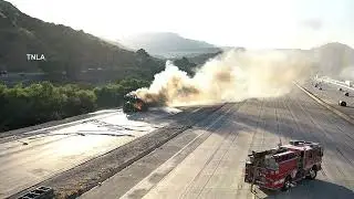 Car Carrier Full of Teslas on Fire