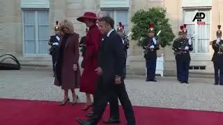 Belgian royal couple arrives at &Eacute;lys&eacute;e Palace for a meeting with President Macron