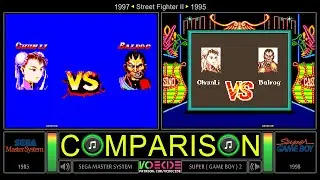 Street Fighter II (Master System vs Game Boy) Side by Side Comparison - Dual Longplay | VCDECIDE