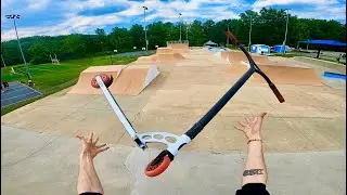 IS THIS THE BEST OUTDOOR SKATEPARK IN AMERICA? 🤯🛴Roman Dellapena #scooter #reels #fyp #gopro #tricks