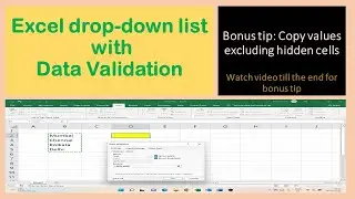 Drop Down list in Excel with Data Validation. Bonus tip - Copy values excluding hidden cells