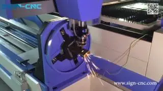 SIGN-CNC fiber cutting machine, Steel Square tube, pipe and meta sheet cutting