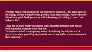 Early Childhood Inclusion