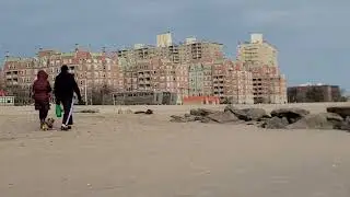 View of the ocean, birds and sky in a strong wind