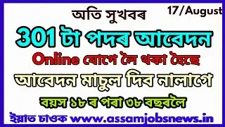 Latest Assam Government Job Recruitment for 301 Post, Apply Online Now
