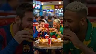 Neymar Messi eating burger😀#messi #neymar #shorts #eatingburger #