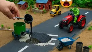  diy tractor mini bulldozer concrete road | DIY Construction Project @RuralCraze 