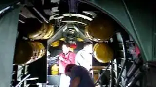 B-24 in Flight Footage - Looking through Bomb-Bay at Waist Gunners