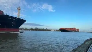 Busy Savannah Port - Savannah River with cargo ship&hellip;#visitsavannah