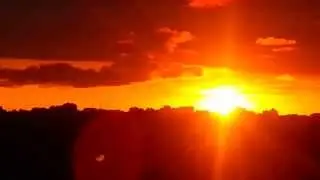 A beautiful sunset over the horizon of the city