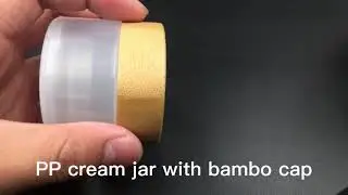 Cosmetics jars with bamboo lid.