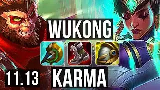 WUKONG & Ezreal vs KARMA & Vayne (SUPPORT) | 6/0/6, 400+ games, Dominating | KR Master | v11.13