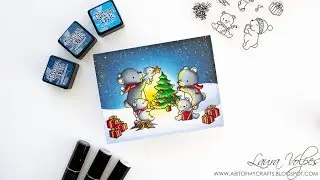 Coloring a Night Scene with Point Like Light Source - Christmas Card feat Mama Elephant