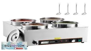 VEVOR Electric Soup Warmer Four 6.34QT Stainless Steel Round Pot with 86~185F