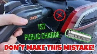 DON&rsquo;T MAKE THIS MISTAKE! 🪫🔌 My First Time Charging Tesla in Public ❌