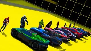 Spiderman Challenge Cars and Super Heroes! Nova, Venom, Nebula in CARS GTAV ! Халк, Небула, Гонка !