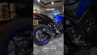 Yamaha MT03 con escape corto de acero inoxidable y punta carbono EX010 #exhaust #escape #yamahamt03