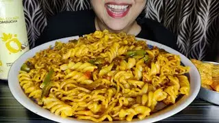 Hot & Spicy Maggi🥵🤤 || Eating Maggi Fusilli Pasta fusion || Homemade hot & spicy maggi || mukbang