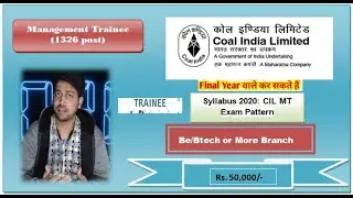 Coal India Management Trainee Syllabus 2020: CIL MT Exam Pattern||engineering jobs