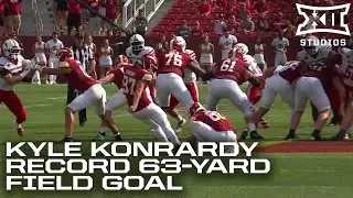 Iowa State's Kyle Konrardy DRILLS 63 YARD FIELD GOAL vs. South Dakota
