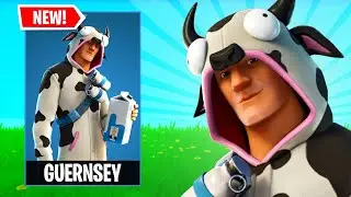NEW GUERNSEY Skin Gameplay in FORTNITE! (Cow Jonesy Skin)