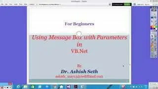 For Beginners : Using MessageBox with parameters in VB.Net