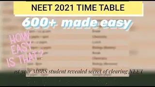 NEET 2021 TIME TABLE I 200 TO 600+ I Daily Timetable for NEET 2021 || Best Timetable for NEET 2021