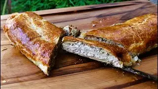 Hack Käse Blätterteig Strudel vom Grill