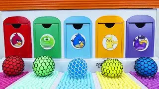 Oddly Satisfying Garage | DIY 5 Angry Birds Doors 4 Relax Slime Balls Using  ASMR Sound