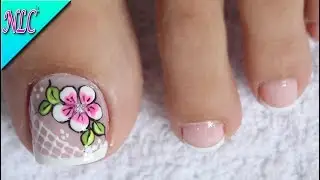 DISEÑO DE UÑAS PARA PIES FLOR SENCILLA - FLOWERS NAIL ART - NLC